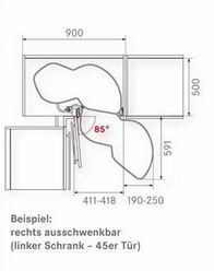 Eckschrank-Schwenkbeschlag Le Mans II