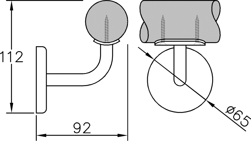 Handlaufstütze Auflage gewölbt